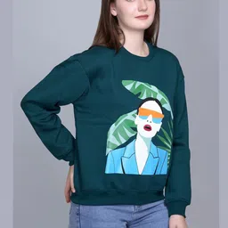 CORSICA Women Green Printed Sweatshirt image 4