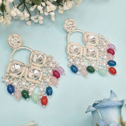 MEIRA JEWELLERY Artificial Stones Studded and Beaded Contemporary Drop Earring-picture-31