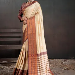 Mitera Woven Design Zari Silk Blend Kanjeevaram Saree-picture-20