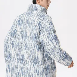 HERE&NOW Men Mock Collar Abstract Printed Open Front Jacket image 2