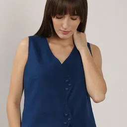 Vero Moda V-Neck Sleeveless Cotton Linen Waistcoat-picture-29