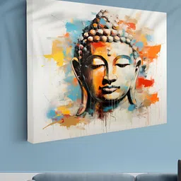 Aura Brown & Orange Colored Buddha Printed Canvas Wall Art image 3