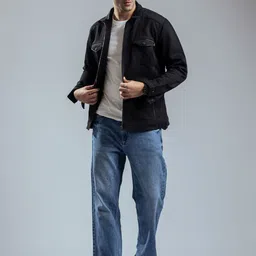 nostrum Men Washed Cotton Crop Tailored Jacket with Embroidered image 5