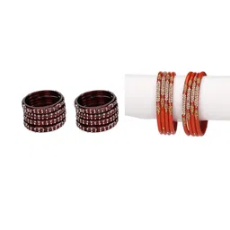 SOMIL Women Pack Of 2 Maroon And Red Glass Ethnic Handcrafted Traditional Bangle-picture-40