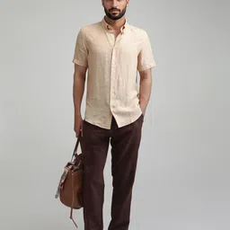 RARE RABBIT Men Tailored Regular Fit Mid-Rise Trousers Pastor-aw25 brown dark image 5