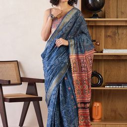 Anouk Rustic Floral Ready to Wear Bagru Saree-picture-15