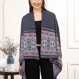 Anouk Blue Geometric Printed Open Front Shrug image 1