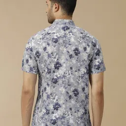Linen Club Men Contemporary Fit Spread Collar Floral Printed Slim Fit Casual Shirt image 4