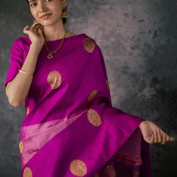 VASTRAHUT Woven Design Zari Silk Blend Handloom Banarasi Saree image 2