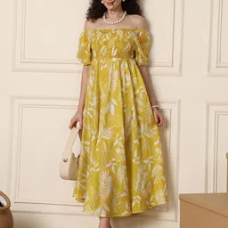 Aawari Floral Print Off-Shoulder Maxi Dress image 5