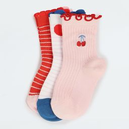 max Girls Pack Of 3 Striped Ankle-Length Socks-picture-45
