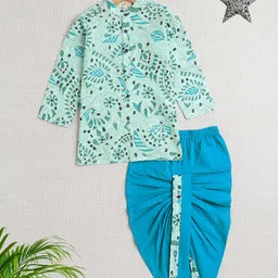The Magic Wand Boys Ethnic Motifs Printed Regular Pure Cotton Kurta With Dhoti Pant image 1