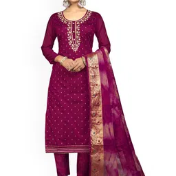 HERE&NOW Embellished Unstitched Dress Material image 1