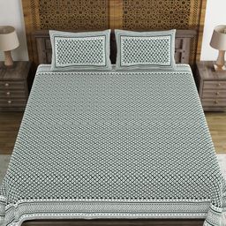 Myntra Elegant Homes Green Ethnic Motifs Printed 210 TC King Bedsheet Set 2.69m x 2.69m-picture-31