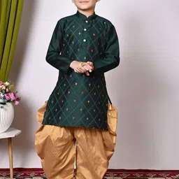 NFC CREATION Boys Embroidered Regular Sequinned Dupion Silk Kurta with Patiala-picture-31