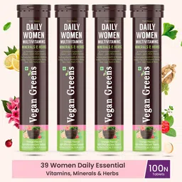 Vegan Greens Set Of 4 Daily Women Multivitamins- 25 Tablets Each- Orange image 5