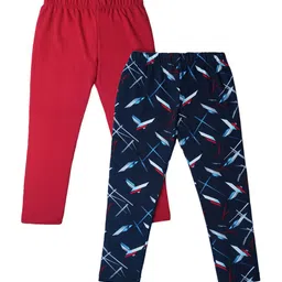 Nino Togs Girls Pack 2 Pure Cotton Printed Girls Ankle-Length Leggings-image-48