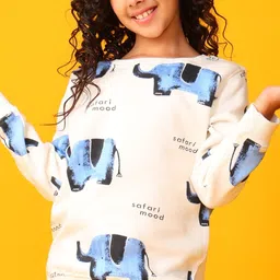 Anthrilo Girls Elephant Safari Printed Long Sleeves Sweatshirt With Joggers image 2