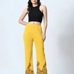 BAESD Women Floral Printed Knitted Palazzos-image-70