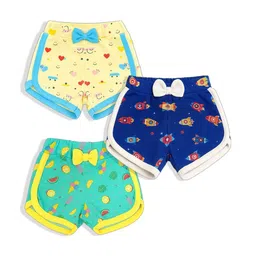 VParents Girls Pack of 3 Printed Regular Fit Mid-Rise Cotton Outdoor Shorts-picture-33