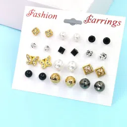 Shivarth Set Of 12 Artificial Beads Circular Studs-picture-21