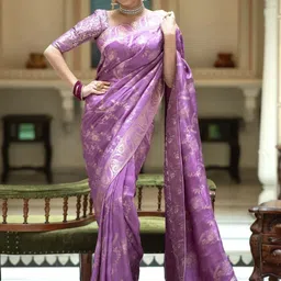 PRISHA FASHION Ethnic Motifs Zari Art Silk Heavy Work Banarasi Saree image 2