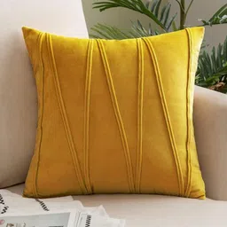 Khooti Gold-Toned Self Design Velvet Breathable Square Cushion Covers 20 x 20 Inch-image-9