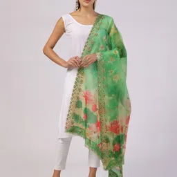 Kaizen TEXO FAB Printed Organza Dupatta with Sequinned-picture-47