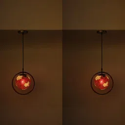 1ST TIME Red & Gold-Toned 2 Pieces Textured Spherical Shaped Ceiling Lamps-picture-50