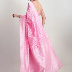 Janasya Floral Woven Design Zari Banarasi Saree image 4