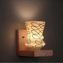 1ST TIME Black & White Printed Wood Contemporary Abstract Shaped Shaped Wall Lamp image 2