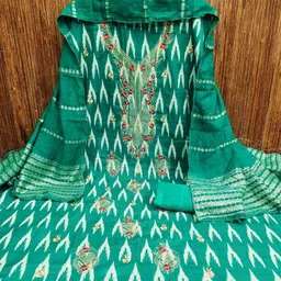 Rangtulika Ethnics Floral Embroidered Sequinned Cotton Unstitched Dress Material image 2