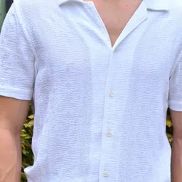 poe Avrum - Textured Cotton Solid Shirt - White image 5