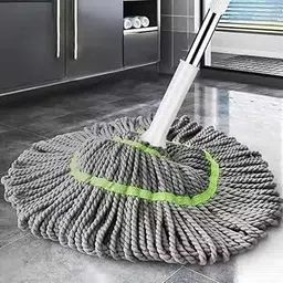 heriswega 360° Spin Microfiber Twist Mop with Stainless Steel Handle Wet & Dry Mop image 2
