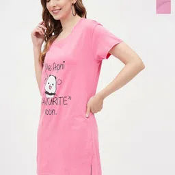 Dreambe Women 2 Printed Extended Sleeves Applique T-shirt-image-73