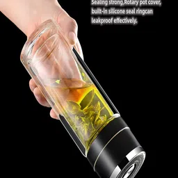 YELONA Transparent & Black Single Glass Solid Double Wall Vacuum Water Bottle image 4
