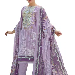 DRAVINAM Trends Floral Embroidered Thread Work Pure Cotton Unstitched Dress Material-picture-31
