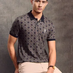 U.S. Polo Assn. Denim Co. Men Geometric Printed Polo Collar Pure Cotton T-shirt-picture-27