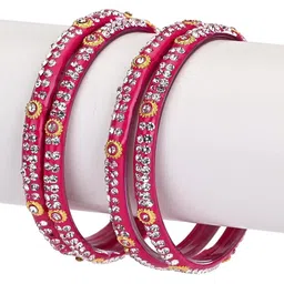 SOMIL Set Of 28 Artificial Stones Studded Glass Bangles image 2
