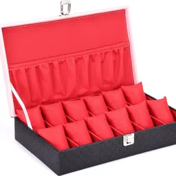 clocksy Black & Pink Patti Color Design Watch Box For 12 Watch Watch Box image 3