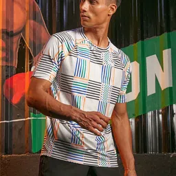 CS LIFE Men Geometric Printed Round Neck T-shirt-image-19