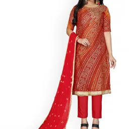 Maroosh Floral Embroidered Gotta Patti Cotton Unstitched Dress Material-image-15