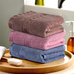 Kuber Industries Brown & Pink 3 Pieces Cotton Highly Absorbent 225 GSM Face Towels image 1