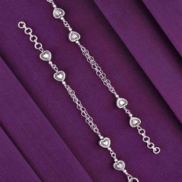 KAI JEWEL Kids Set Of 2 925 Sterling Silver Rhodium-Plated Anklets-picture-20