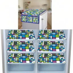 E-Retailer 7-Pcs Green & White Printed Refrigerator Covers-image-17