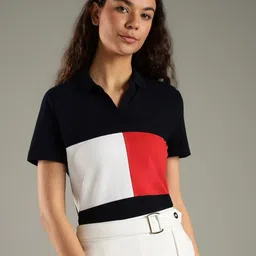 Tommy Hilfiger Women Colourblocked Polo Collar T-shirt-picture-30