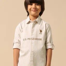 U.S. Polo Assn. Kids Boys Vertical Striped Pure Cotton Regular Fit Casual Shirt-picture-35