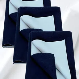GRISHVA Navy Blue 3 Pieces Solid Cotton Water Resistant Mattress Protector-image-1