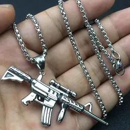 M Men Style Silver-Plated Army Rifle Machine Gun Locket Contemporary Pendants image 4