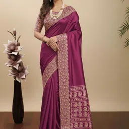 RegalDrapes Solid Zari Satin Saree With Blouse Piece-image-19